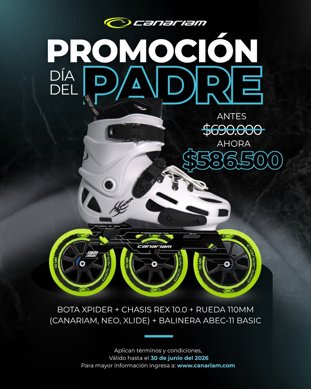Promo dia del padre: Patin Xpider Rex (Canariam/Neo/Xlide) 3x110mm