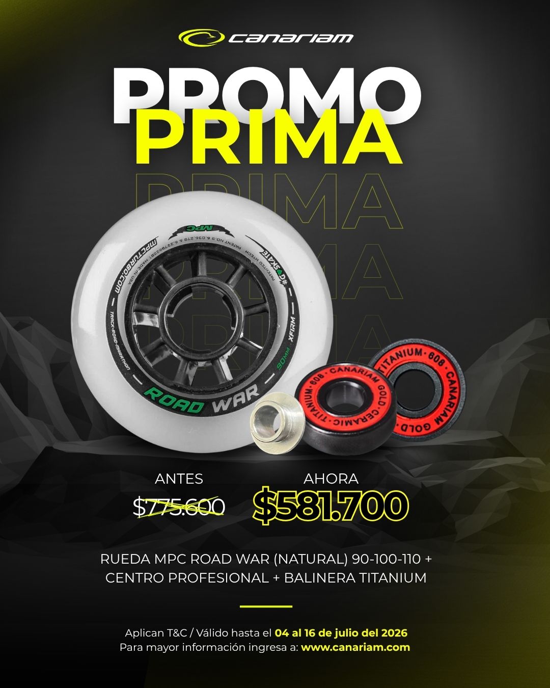 Rueda MPC Road War (Natural) 90-100-110 + Centro Profesional + Balinera Titanium