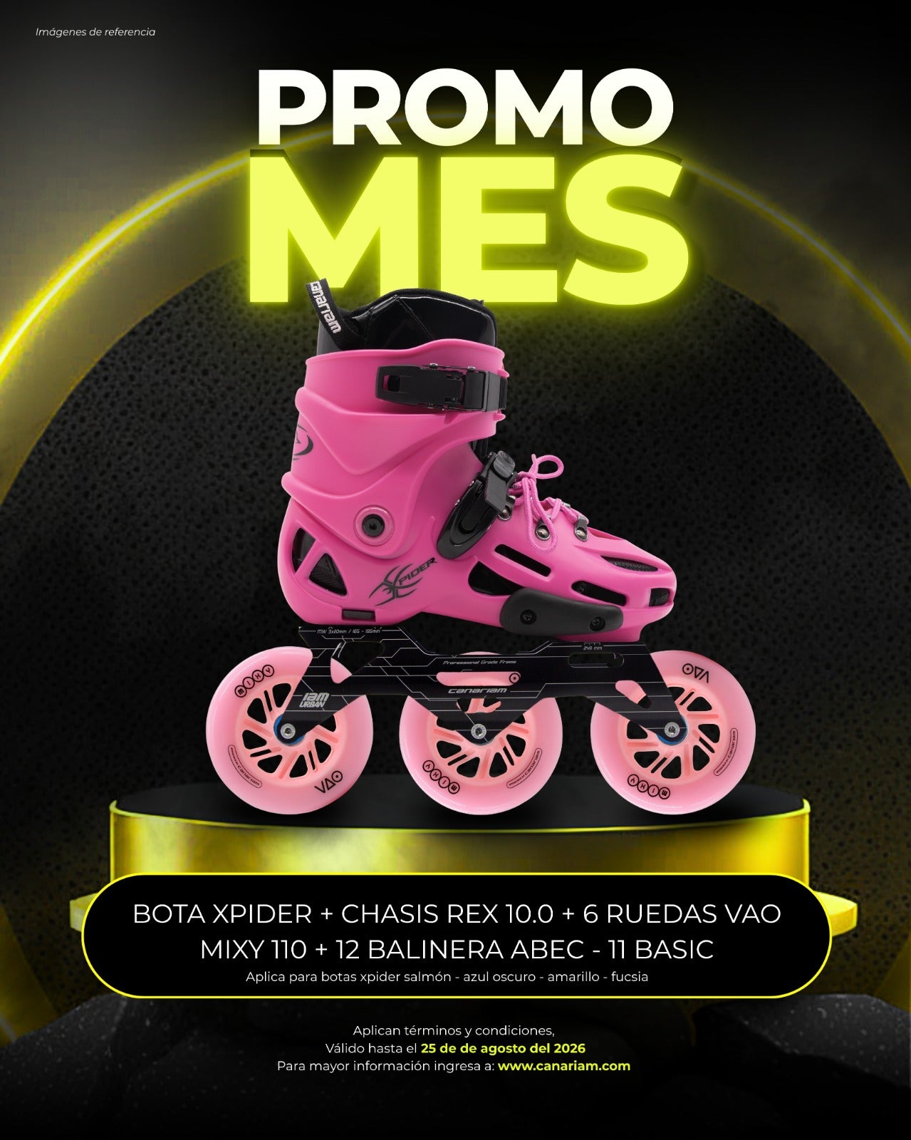 Promo: Xpider Rex 10.0 VAO Mixy Rosa 3x110mm + Balineras ABEC - 11 Basic