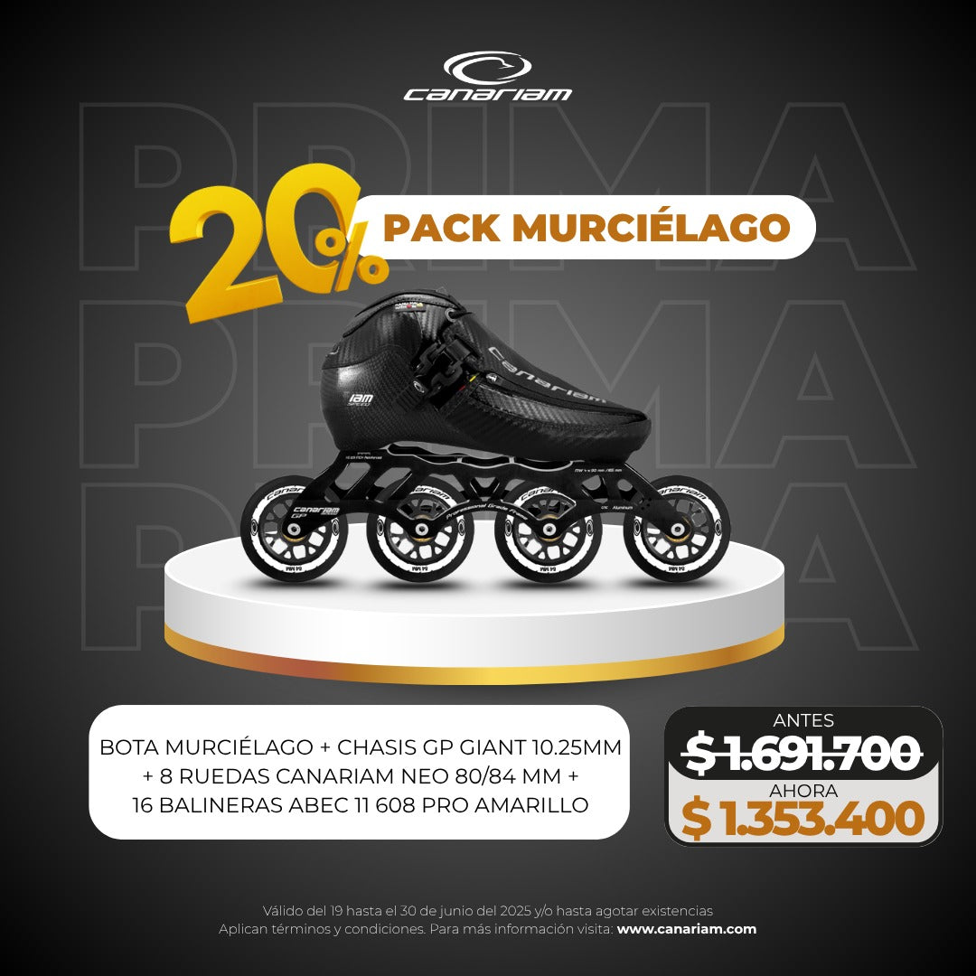 Promo Prima: Murcielago + Chasis GP Giant 10.25 + Ruedas Canariam NEO 80/84mm + 16 Balineras ABEC 11