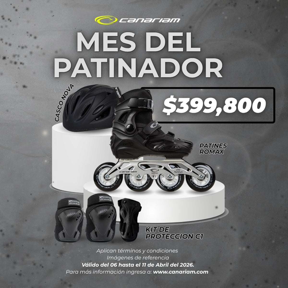 Promo: Patin Recreativo Romax Negro + Casco Nova + Kit de Protección C1