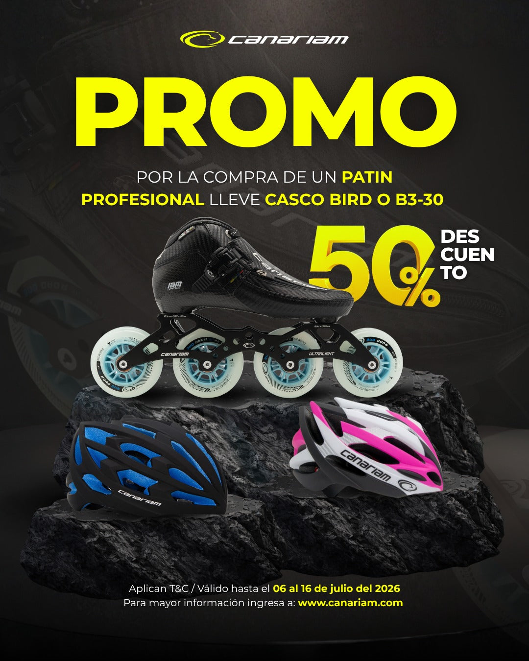 Promo: 50% OFF en Casco Bird o B3-30 (Por la compra de un pack de patines profesionales)