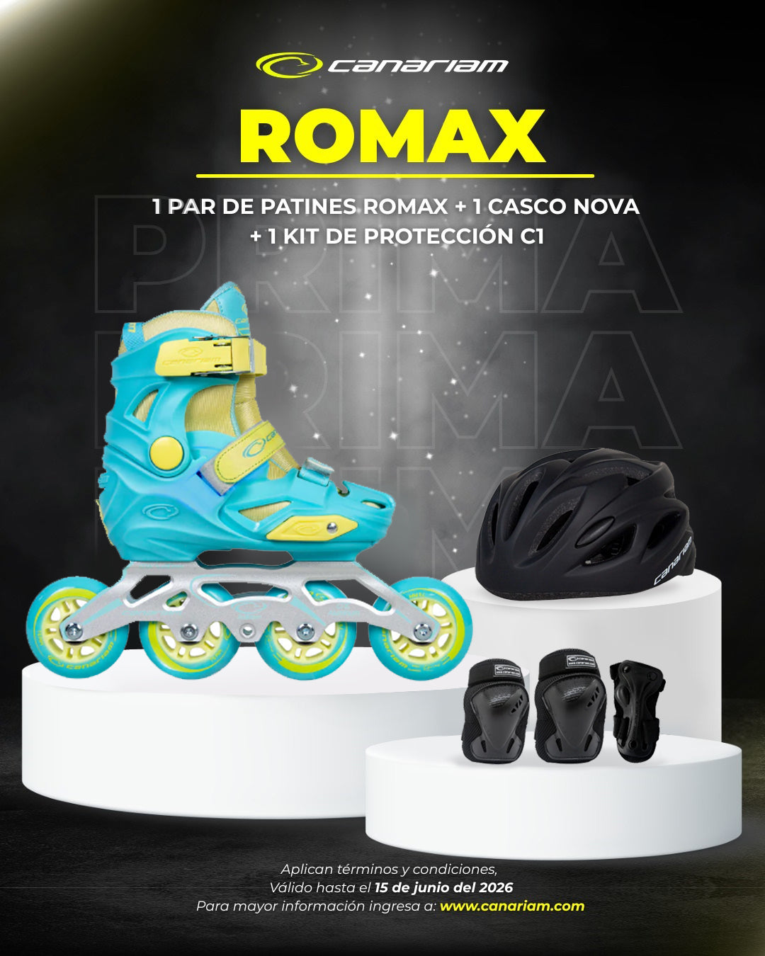 Promo: 1 Par de patines Romax Azul + 1 Casco Nova + 1 Kit de Protección C1 (Copia)