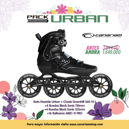 Freeride Urban Downhill Bullet 3XONE-360 14.1 Black Sonic 2x100mm + 2x125mm