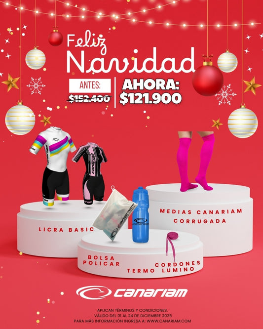 Promo: 1 Licra Basic + Par de medias corrugadas + Termo + Bolsa Policar + Cordones Lumino