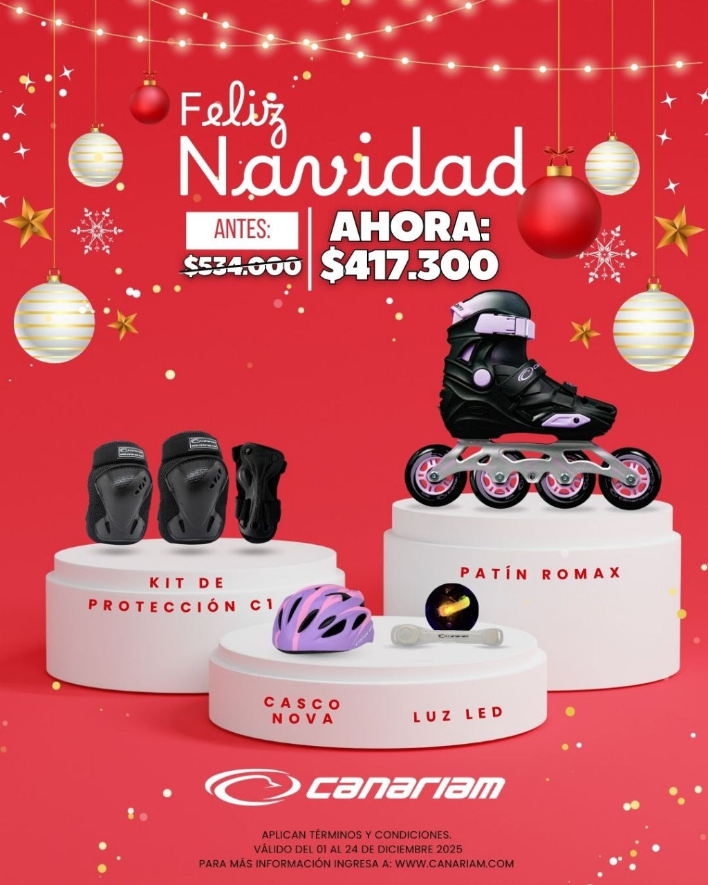Promo: Patin Romax + Kit de Protección C1 + Casco Nova + Luz de Seguridad Led