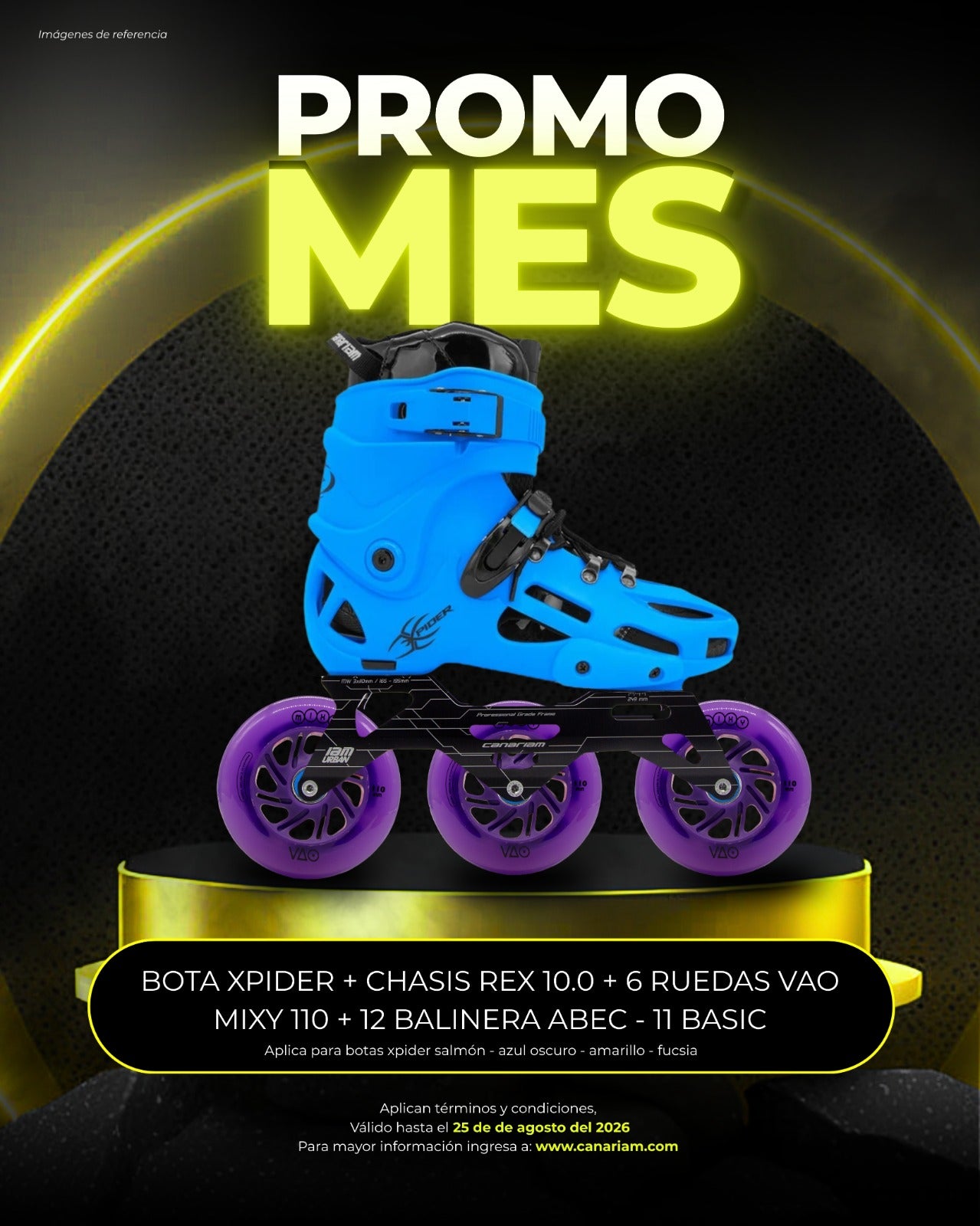 Promo: Xpider Rex 10.0 VAO Mixy Morada 3x110mm + Balineras ABEC - 11 Basic