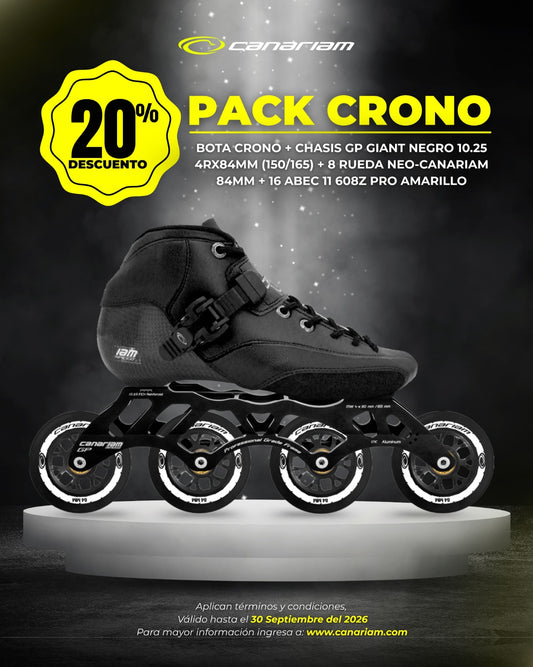 Promo: Crono + Chasis GP Giant 10.25 + Ruedas Canariam NEO 80/84mm + 16 Balineras ABEC 11