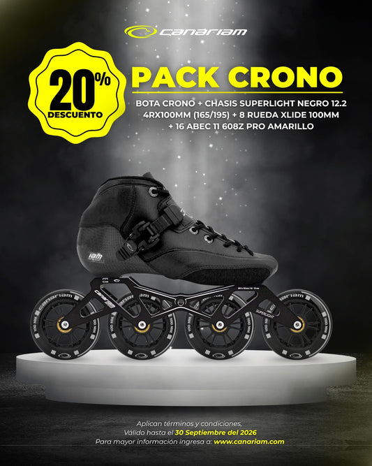 Promo: Crono + Chasis Superlight 12.2 Xlide 4x100mm + 16 Balineras ABEC 11 PRO Amarillas