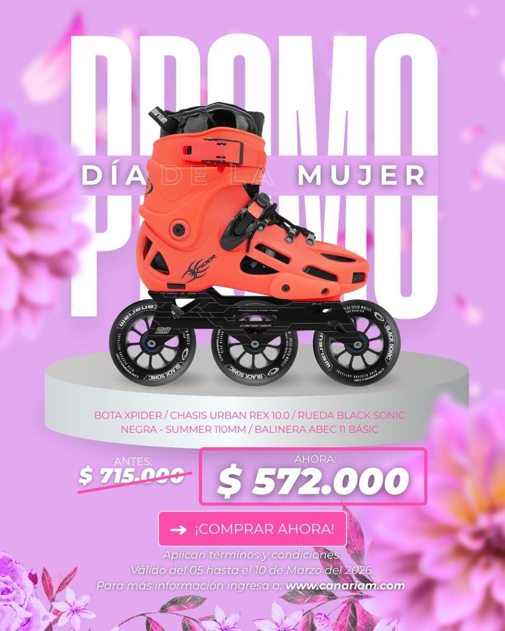 Promo: Xpider Rex Black Sonic Negra/Summer 3x110mm + Balineras ABEC-11 Basic