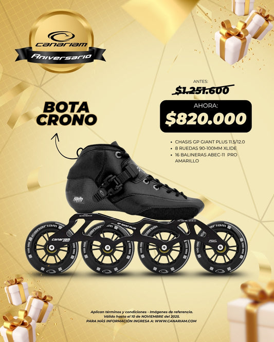 Promo Aniversario: Crono + Chasis GP Giant Plus 11.5/12.0 + 8 Ruedas Xlide 90/100mm + 16 Balineras ABEC 11 PRO Amarillas (Copia)