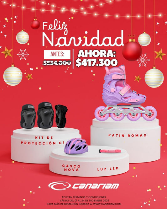 Promo: Patin Romax + Kit de Protección C1 + Casco Nova + Manilla Led