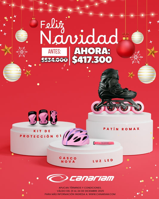 Promo: Patin Romax + Kit de Protección C1 + Casco Nova + Manilla Led